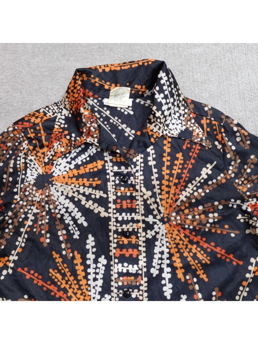 Vintage Kamehameha Womens Shirt Large Black Disco Loud 70s